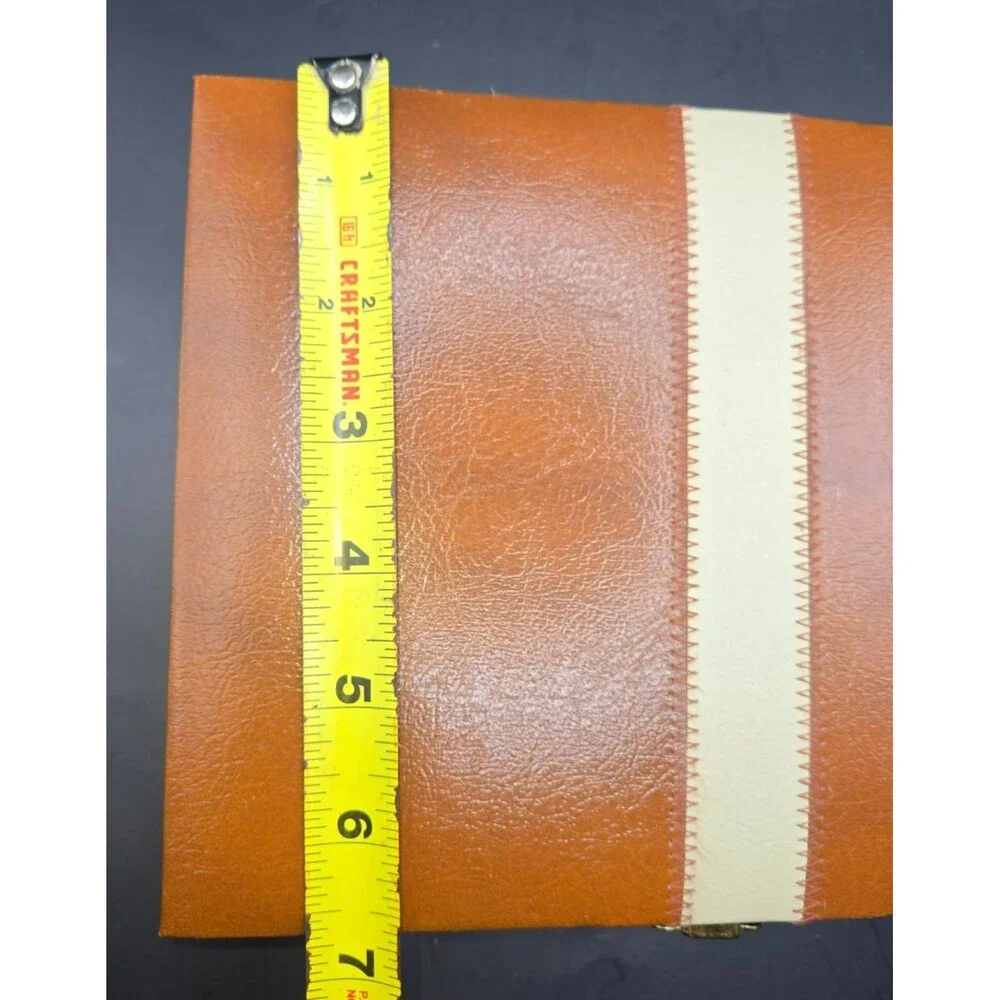 Vintage Folding Backgammon Set - Brown Faux Leather Case with Red & Cream Felt-B